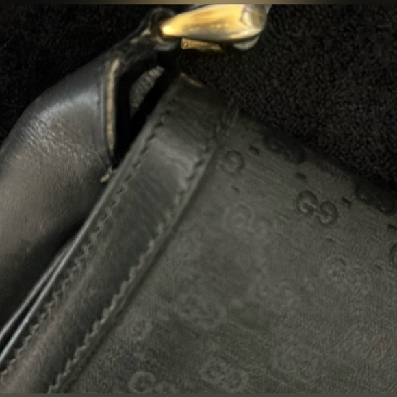 EUC GUCCI Vintage Micro GG Logo Canvas Shoulder Bag Black Navy Gorgeous - Picture 10 of 14